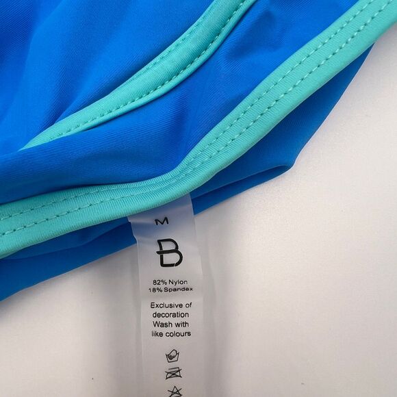 BMJL Two-Piece Swimsuit Blue Turquoise Trim Halter Top High‎ Waist Bottom M NWT - Picture 7 of 7